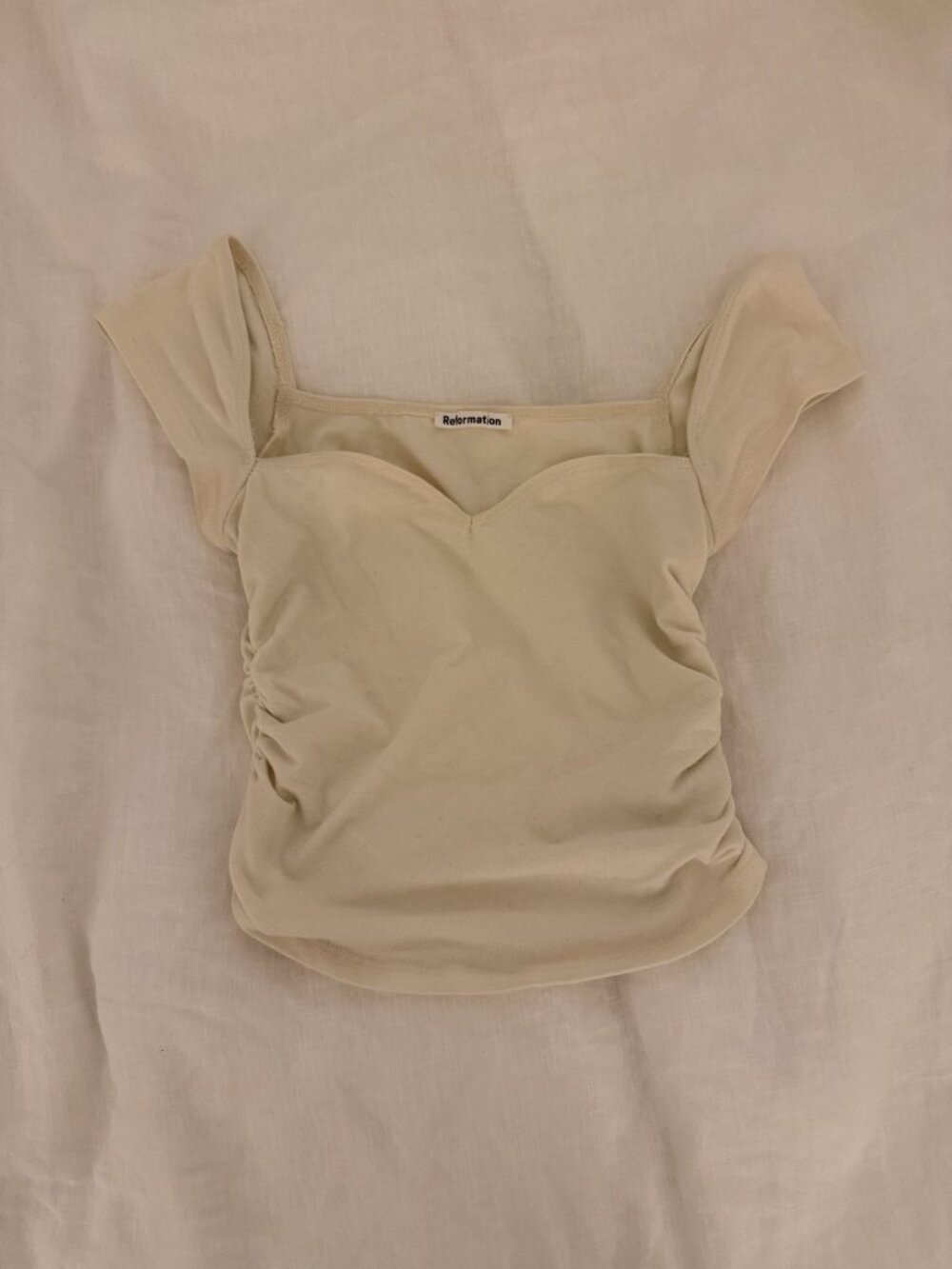 Reformation Cream Sweetheart Cap Sleeve Top Size 00